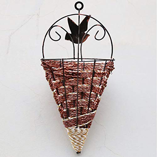 Liuqingwind 2341547-LIUQINGWIND Hanging Basket Wall Hanging Wicker Flower Basket Pot Planter Holder Storage Rack Home Decor thumb #6