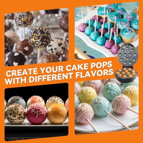 Image of Baker's Friend Cake Pop Maker Machine Set with Cake Pop Stand, Sticks & Fork Tool, 12 Cake Pops Capacity, Graphite