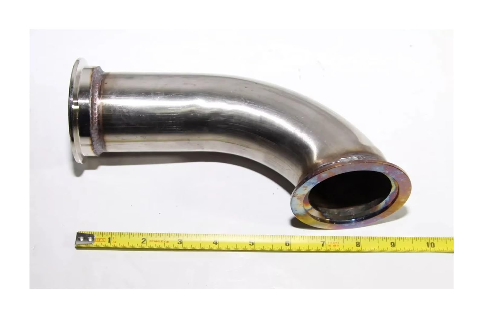 Terminale di Scarico Adattatore universale a gomito da 90 gradi in acciaio inox, flangia a V da 2,5"ID terminale scarico auto