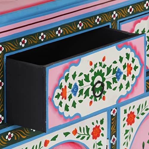 Cumyzo Hand-Painted Sideboard Multicolor 43.3"X11.8"X29.9" Solid Mango Wood Multicolour 33Kg/72.6Ib #TOP6