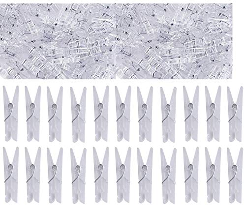 Yansanido 100pcs Mini Plastic Utility Paper Clips, Clothespins, Mini Clothes Pins for Photo, String...