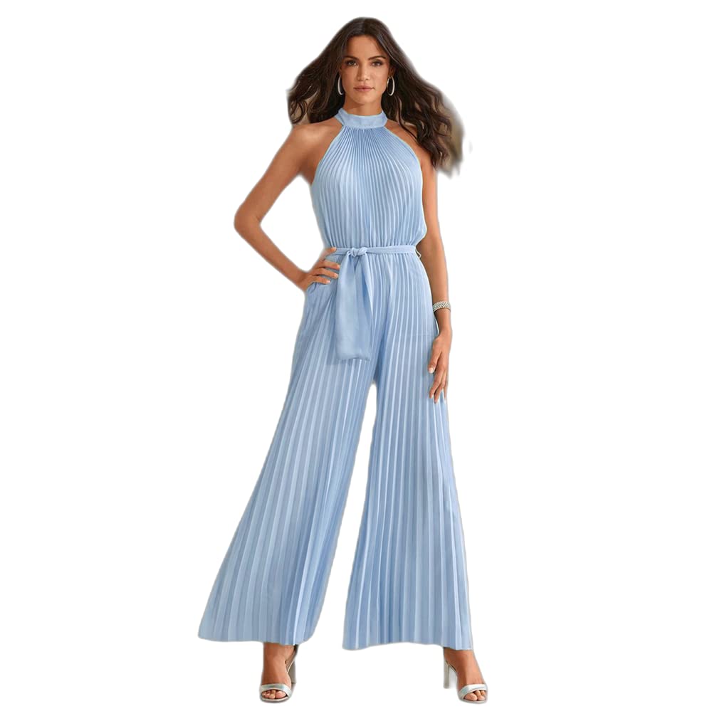 TMOYJPX Mono Mujer Elegante Fiesta Boda sin Tirantes, Mono Mujer Verano Largo Casual Pantalones Anchos Plisados