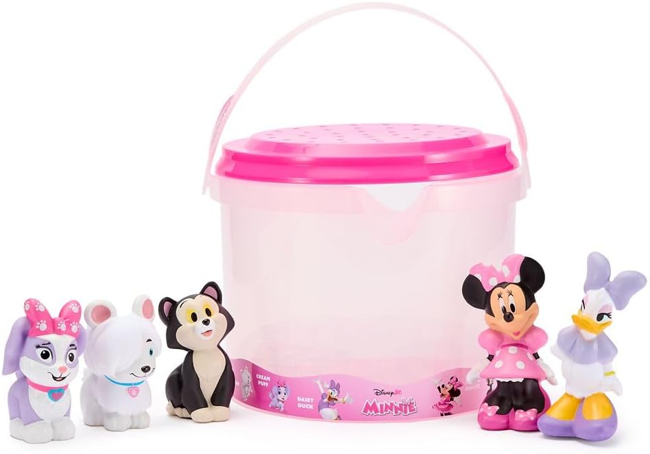 - Disney Store Official Minnie Mouse Bath Toys Set - Includes 5 Detailed Toys with a Straining Storage Bucket - Bath Time Fun & Water Play Set for Kids