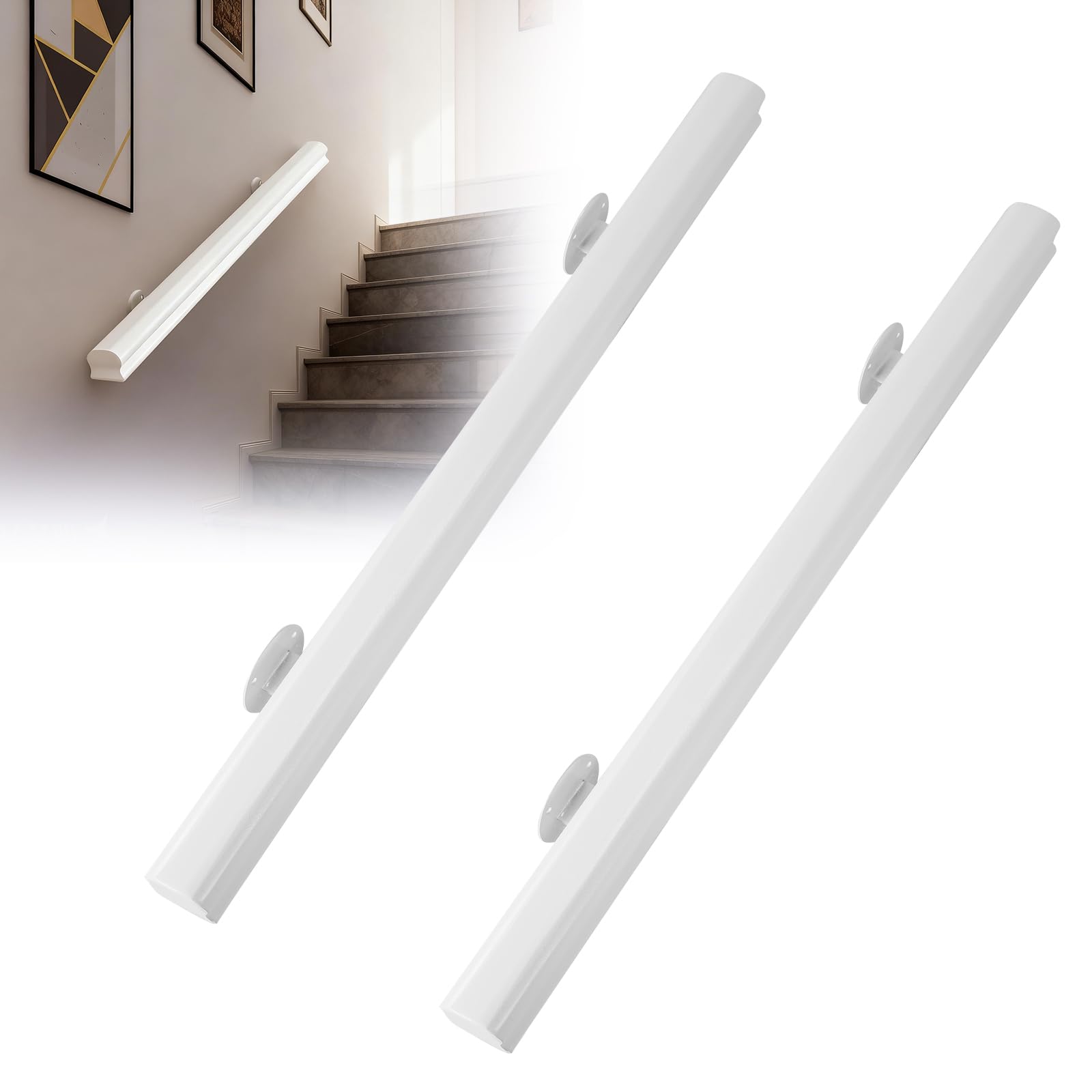 90cm/100cm Handrails for Stairs Non-Slip Stair Bannister Handrail Wall Mount with Installation Kit for Interior Corridor Villa Building Loft