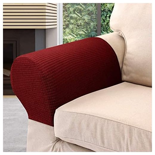BADASS SHARKS Sofa Armrest Protectors for Armchairs, Sofas, Non-Slip Armchair, 2PCS/Set Fleece Premium Armrest Covers Stretchy Chair Sofa Couch Arm Protector Stretch Fit (Wine Red)