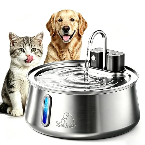 Selene Dog Water Fountain 135oz/4.0L High-Capacity Automatic Pet Water Dispenser with 4000mAh Rechargeable Battery (60-Day Lifespan) 3 Intelligent Modes & 25dB Whisper Quiet