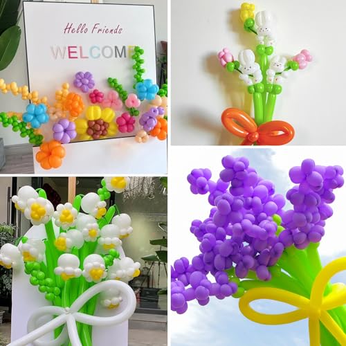 Image of 100Pcs Color 260 Balloons, Long Balloon for Tying Balloon Arch, Multicolor Long Skinny Balloons for Twisting Ballons Animal balloons Birthday Party Wedding Festival Decorations