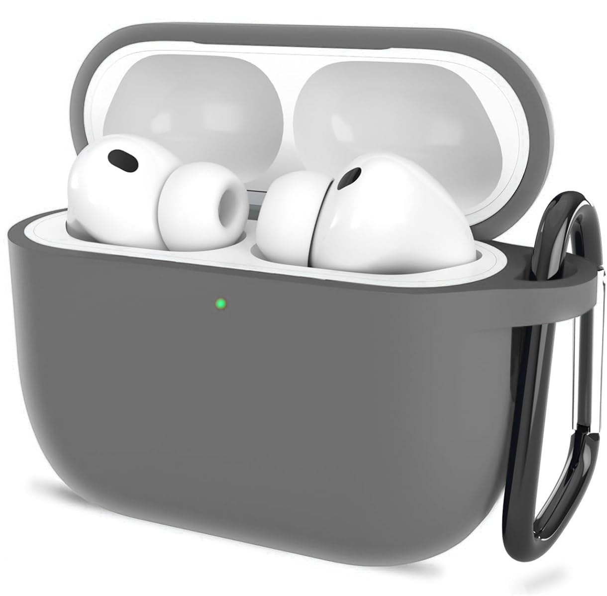 Latali New Soft Silicone Case Compatible with Apple AirPods Pro 3 Generation (2025) Protective Silicone 360° Full Protection Dust-Proof Shockproof Case Cover with Hook (Cover Only) (Dark Gray)-image-20