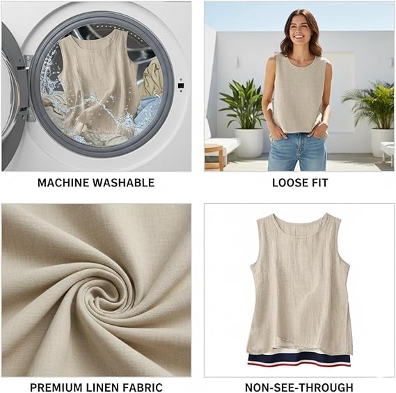 Linen Shirts for Women Linen Tank Tops for Women Linen Tops for Women Clothes for Women Summer — view 4