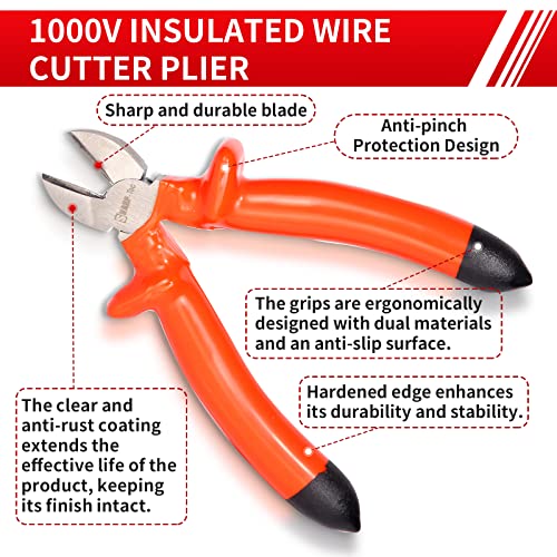 Sharp-tec 1000V Wire Cutters, 160mm Side Cutters Electrical with Anti-Slip Handle - Image 3