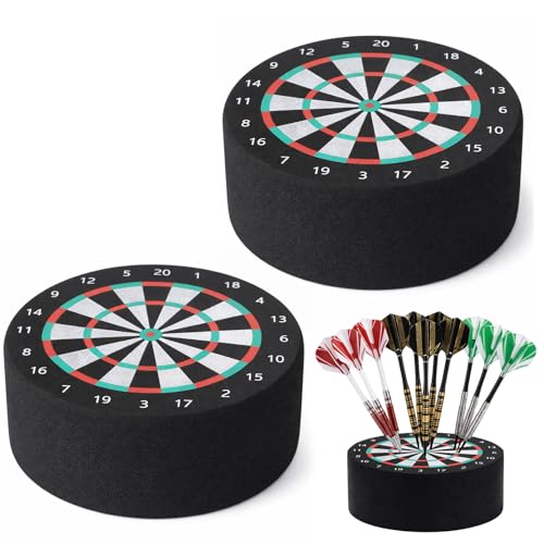 Arrowbash 2 Pieces Round Dart Holder Base Mini Dartboard Stand Accessories for Steel Tip and Soft Tip Darts Indoor Game Supplies and Home Decor