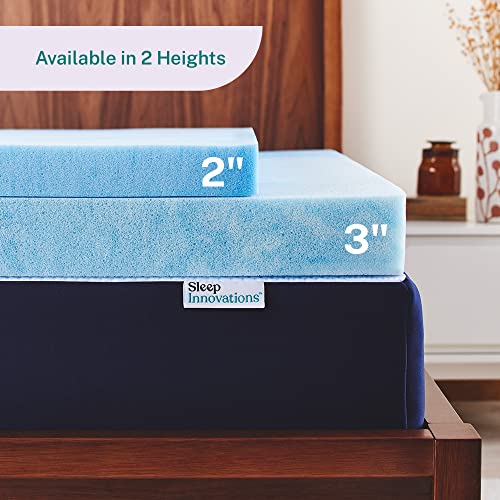 Sleep Innovations 3 Inch Cooling Gel Infused Memory Foam Mattress Topper, Full Size, Cool Comfort, Medium Support Blue - Thumbnail 6