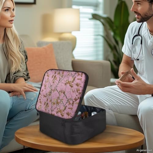 Image of Gomyblomy Pink Hunting Camo First Aid Kit Empty First Aid Kit Bag for Cars Home Travel Hiking Camping Emergency Kit Portable Medical Supplies Medicine Bag Storage Pouch Medium