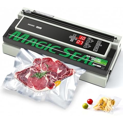 MAGIC SEAL 16'' Commercial Vacuum Sealer Machine, Meat Sealer Vacuum Packing Machine with Double Pump and Auto Cooling System, Sealing and Vacuum Time Control, Compatible with Mylar Bags Cover