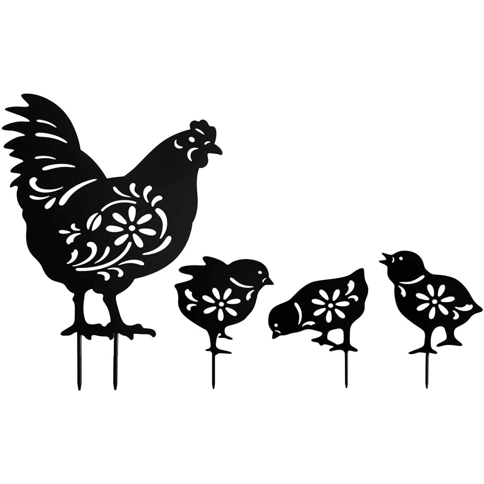 Xjdzineq Hen & Chick Outdoor Decor 4Pcs Acrylic Animal Stakes for Garden, Landscape & Backyard Design Outdoor Sculpture Decoration