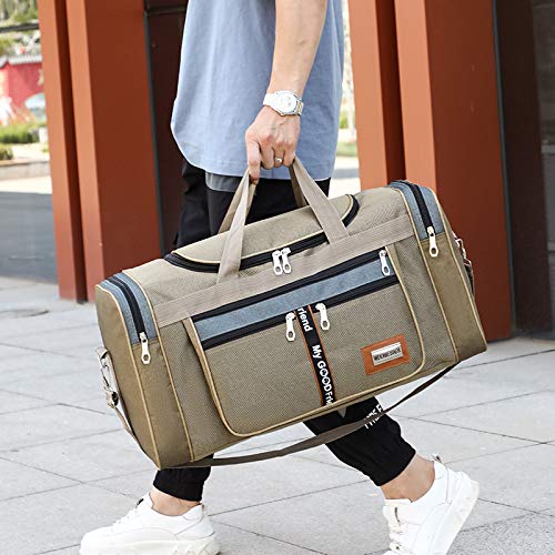 Travel clothing bag with expandable design and luggage cover, men's and women's convertible clothing luggage bag (khaki,Medium(60 * 24 * 31cm))2