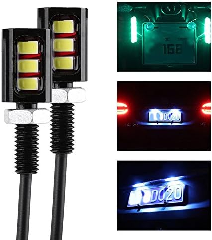 Keenso License Plate Bolt Light, Universal Motorcycle Tag Light Led License Plate Lights for Car Truck ATV Motorcycle Bike SUV RV (White)