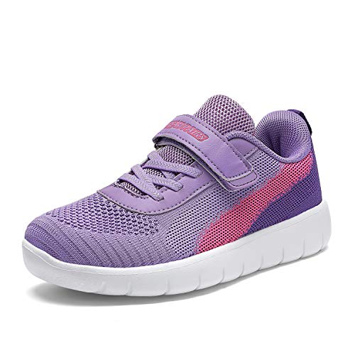 DREAM PAIRS Boys Girls Shoes Kids Tennis EZ-Ons MagicZips Athletic Running Walking Barefoot Zero Drop Sneakers 10 Toddler Purple/Fuchsia