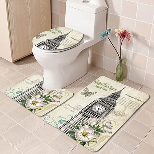 Badematten Set 3 teilig,Toilettenmatte Set,3er Badgarnitur Badezimmer Matte Set Dusch Bade Matte Vorleger Teppich 3D…