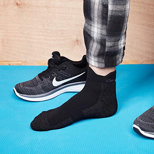 Toes&Feet Mens 5-Pack Black Anti Odor CoolMax Sweat Blister Proof Padded Compression Running Ankle Socks, Size 7-124
