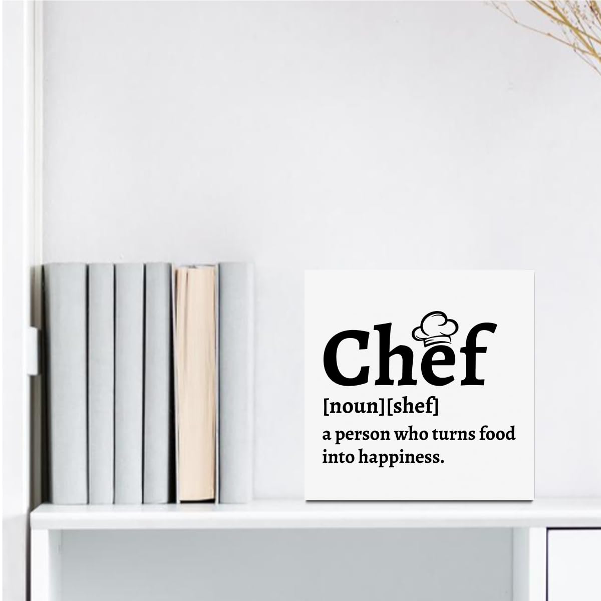 Chef Gift for Men Women Chef Definition Quotes Wooden Box Sign Desk Decorative Wooden Sign Home Kitchen Decor for Desk Table Shelf 5 x 5 Inches