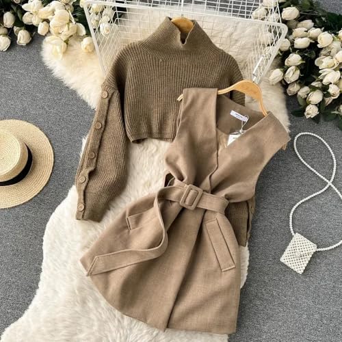 ChenKongHai Autumn and Winter Gentle Style Wear Women's Korean Short Sweater Vest Suit Skirt Two-Piece Set2