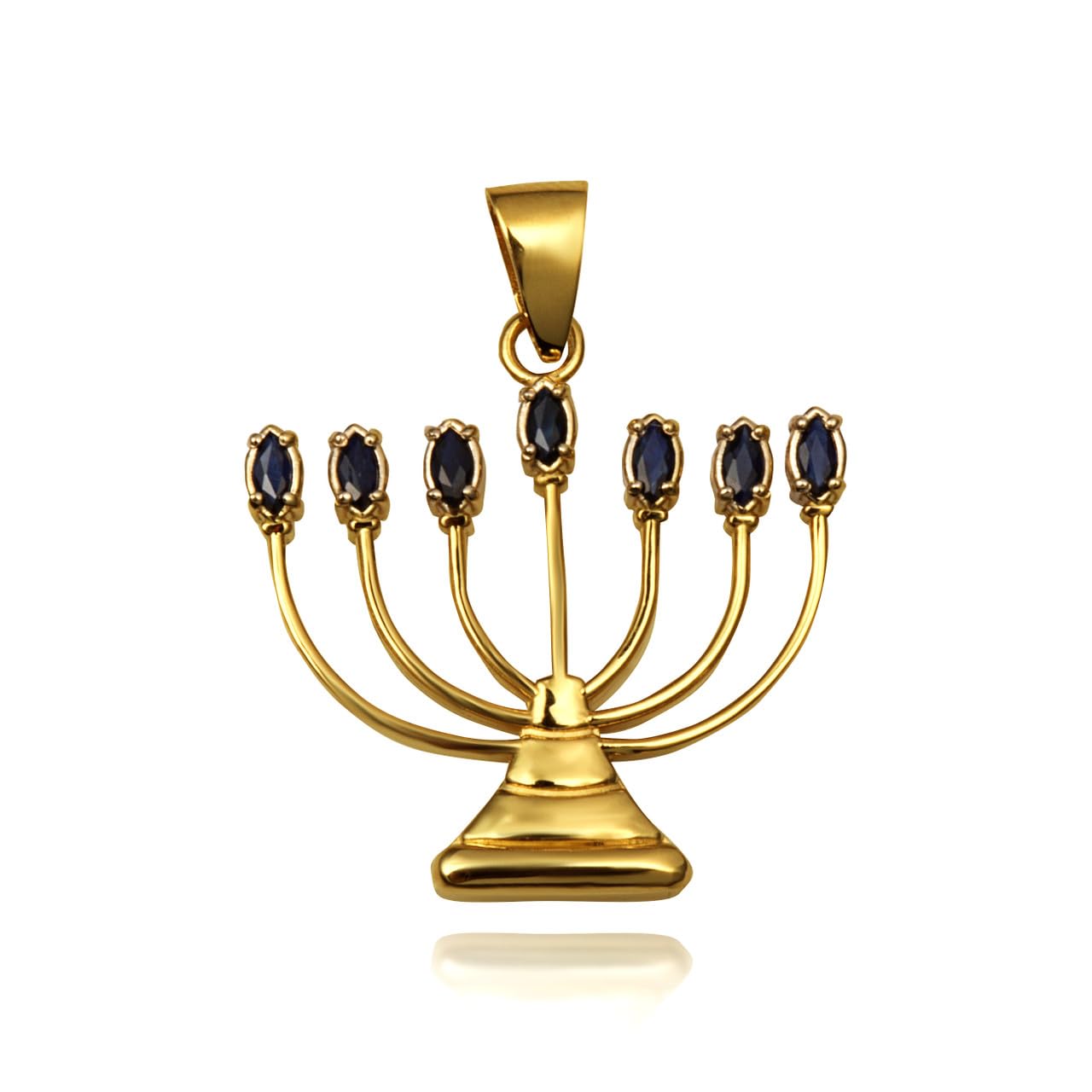 Fine 10k Yellow Gold Diamond Jewish Menorah Hanukkah Candle Pendant