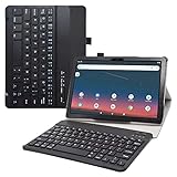 LiuShan Compatible Onn 10.1 Gen 3 Tablet Keyboard Case, Detachable Keyboard Standing PU Leather Cover for Onn 10.1 inch Gen 3 (2022 Model:100071485) Tablet, Black