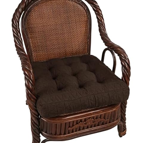 Glyzia Large Chair Cushions with Handle, 20"x20" Luxury Jacquard Square Thick Seat Cushions for Wicker Chairs, Patio Non-Slip Rattan Chair Pads, Brown Cover