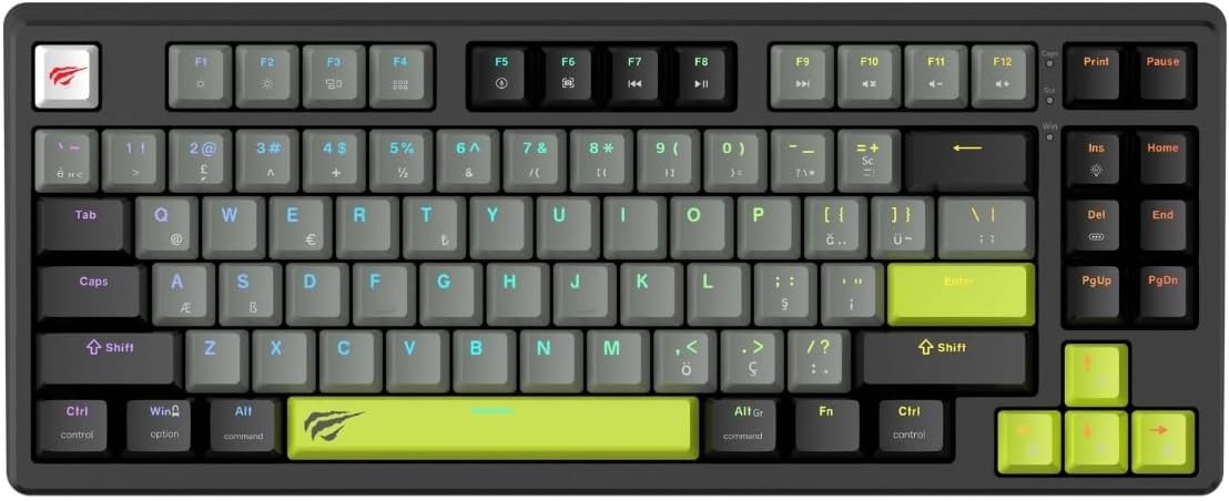 Жогорудан төмөн view of Havit Gamenote KB904L keyboard with RGB lighting
