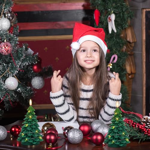 Image of Wondise Christmas Tree Flameless Candles with String Lights 11-Key Remote and Timer, Real Wax Battery Operated 3D Wick LED Flickering Candles for Christmas Holiday Indoor Dinner Decor(3 inch x 7.1 inch)