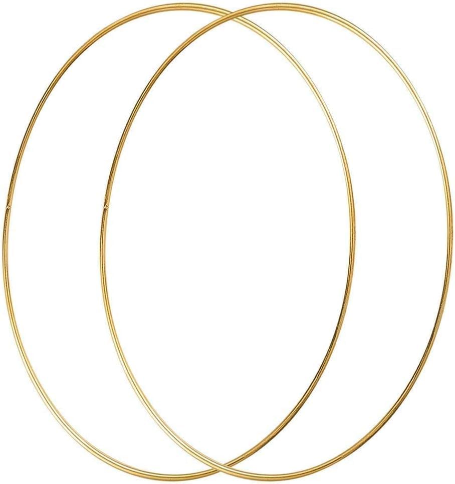 2 Pack 18inch Metal Floral Hoop Wreath Macrame Gold Craft Hoop Rings for Making Wedding Wreath Decor, Dream Catcher and DIY Wall Hanging Crafts (18 inch) 2 Pack 18 inch Round