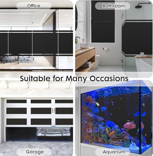 Image of CREON Privacy Blackout Window Film, No-Glue Static Cling Black Films for Window Glass Tint Heat Control Anti UV Protective Cover Over 90% Shading for Home (20 x 96 Inch, Black-Out Film)