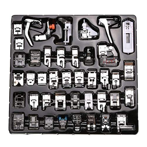 CKPSMS Brand -#KP-19015 42PCS Domestic Sewing Machine Presser Feet Set Compatible with/Replacement for Brother brand Babylock brand Singer brand Janome brand Low Shank Sewing Machines (42PCS)