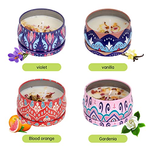 XTDMJ geurkaarsen cadeaus voor vrouwen, 4 stuks natuurlijke sojawas aromatherapie kaarsenset, geurkaars voor stressvermindering, ontspanning van het lichaam, Kerstmis, verjaardag, badkamer, yoga - Afbeelding 4