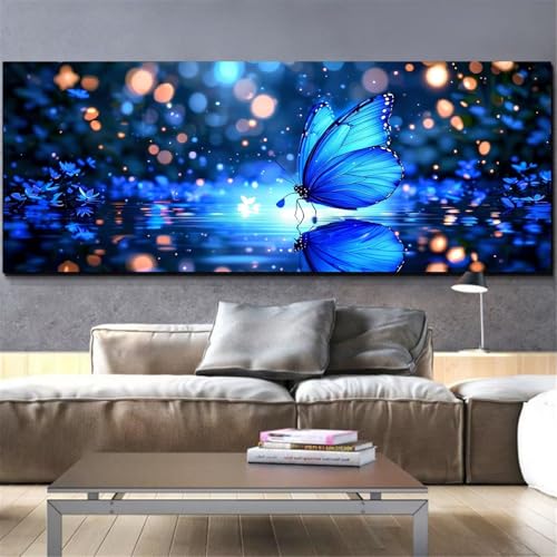 Peinture Diamant Papillon Bleu Kit Complet 90x180cm Point de Croix Strass
