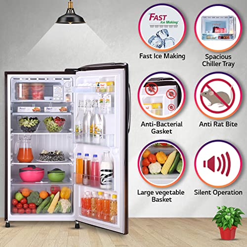 Image of LG 215 L 3 Star Direct-Cool Single Door Refrigerator (GL-B221ASPD, Scarlet Plumeria, Moist 'N' Fresh)