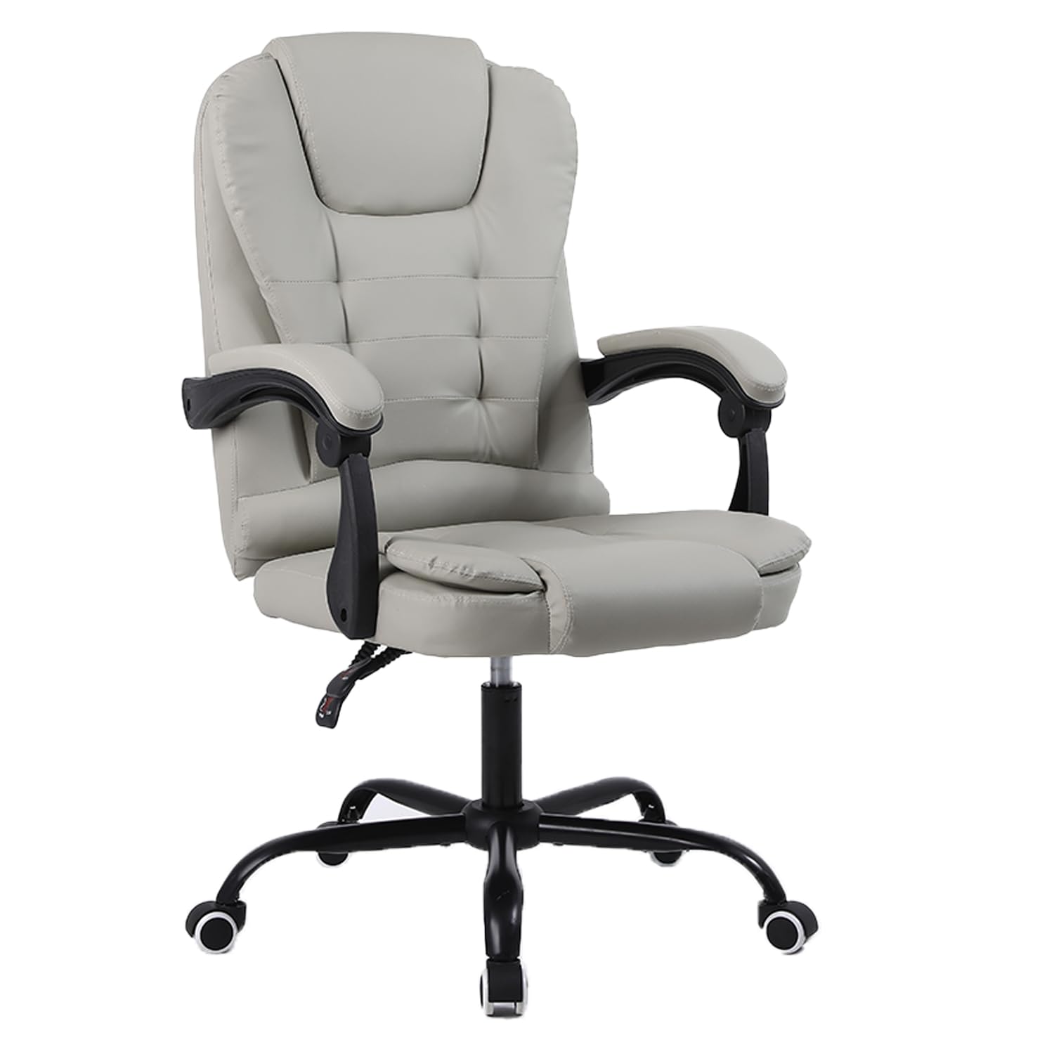 Panana Ergonomic Executive Office Chair, Faux Leather, Adjustable Height (45-55cm),135° Reclining Backrest,Padded Armrests,360° Swivel (Grey)