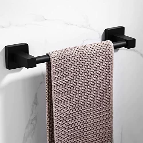 Barre de serviette simple noire 80 cm porte-serviette mural carré - 3