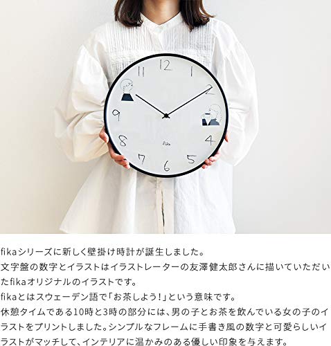 Amazon.co.jp: fika 壁掛け時計 電波 アナログ boy & girl 掛け時計