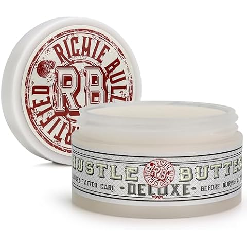 Hustle Butter Tattoo Aftercare 5oz Tattoo Balm, Heals + Protects New Tattoos and Rejuvenates Older Tattoos - 100% Vegan Cream No-Petroleum Cover