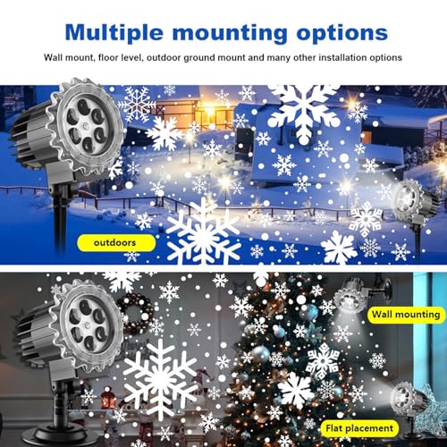Lumières de spectacle rotatives en cas de chute de neige LED avec télécommande