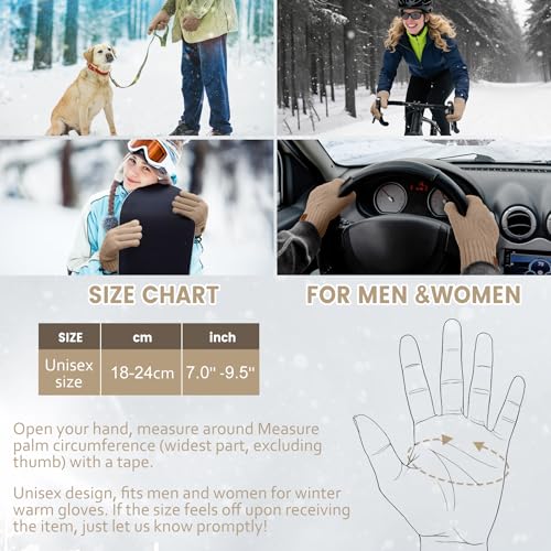 Zepphi Winterhandschuhe Damen mit Fleecefutter, Touchscreen Warme Fleece Strickhandschuhe Thermo Winter Handschuhe Herren für Outdoor Sport Laufen Radfahren Freizeit ski reithandschuhe (Beige)