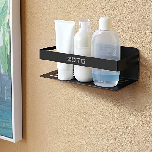 Étagère Douche Salle de Bain, ZOTO Auto-adhésif Douche Rangement Acier Inoxydable, Peinture Noire haut de Gamme Meubles Salle de bain Cuisine