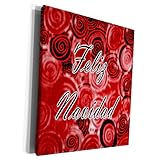3dRose Museum Grade Canvas Wrap - Feliz Navidad on a red and black swirl background Holiday - Feliz Navidad Swirls