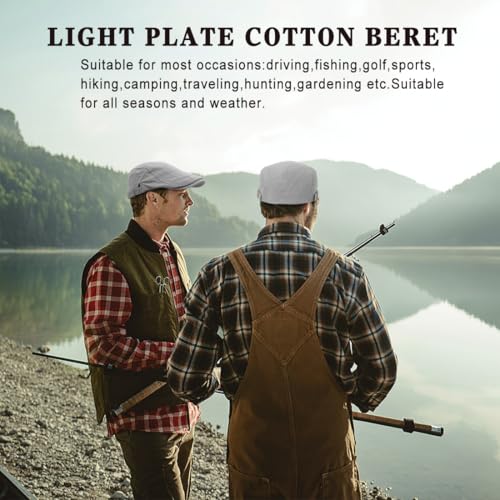 Xinveen Newsboy Hats For Men Flat Cap Cotton Adjustable Breathable Irish Cabbie Ivy Driving Hunting Hat Gray thumb #3