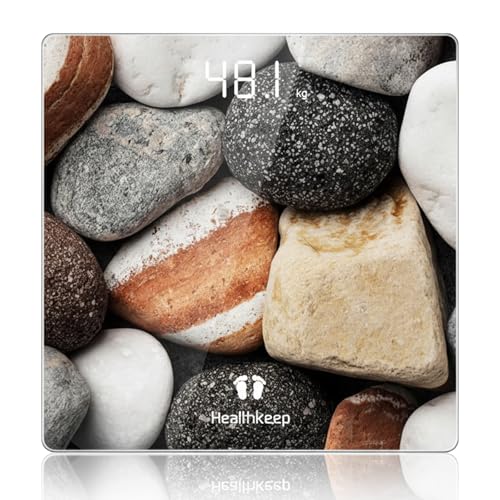 Healthkeep Báscula de Baño Digital, Pese Personas de alta precisión con tecnología Step-On Pantalla LED, diseño fino, peso máximo180 kg/400 lb, diseño de guijarros Healthkeep Báscula de Baño Digital, Pese Personas de alta precisión con tecnología Step-On Pantalla LED, diseño fino, peso máximo180 kg/400 lb, diseño de guijarros