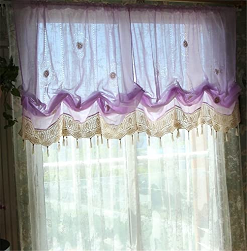 Fadfay Light Purple Embroidered Curtains For Living Room Balloon Curtain With Tassels Floral Window Drapes For Girls Stylish Single Layer Room Darkening Curtains For Bedroom (57" W, 69" H) #TOP7