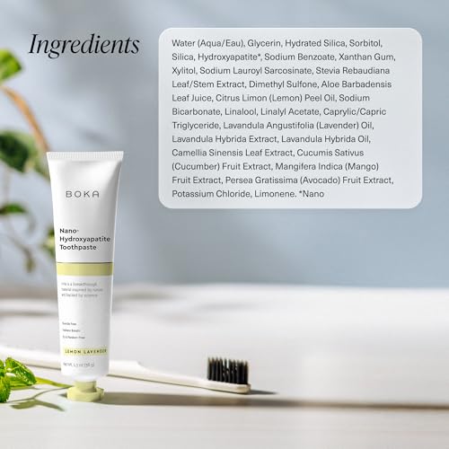 Image of Boka Fluoride Free Toothpaste, Nano Hydroxyapatite Toothpaste, Appropriate for Sensitive Teeth - for Adult Oral Care - Lemon Lavender Flavor, 1.3 Fl Oz 2Pk