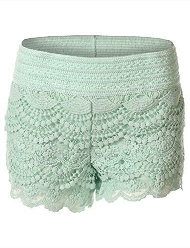 7 encounter women's layered crochet lace shortie shorts mint larg…